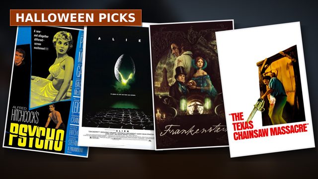 Posters of Psycho, Alien and Frankenstein